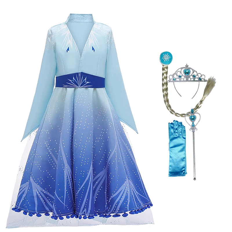 New Elsa Dress For Girls Princess Baby Girl Christmas Cosplay Costume Dress Set Anna Birthday Party Snow Queen Elza Kids Vestido
