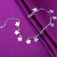 Стиль многослойный браслет на ногу с бабочкой Европа и Америка женские украшения для ног гальваническим покрытием 925 пробы пляжные аксессуары