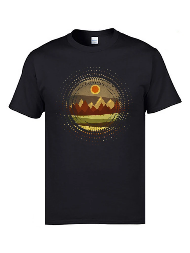 

Geometric Landscape Character Men Tops & Tees Short Sleeve 100% Cotton Fabric Men Family T Shirt Slim Fit Fitness Tshirts