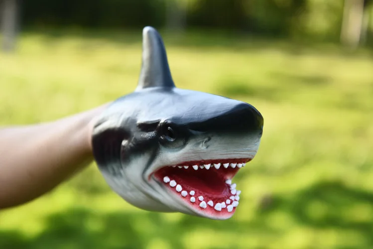 shark Пластиковая Акула ручная кукла для истории TPR голова животного перчатки детская игрушка подарок голова животного фигура ярко Динозавр Детская игрушка модель подарок - Цвет: shark