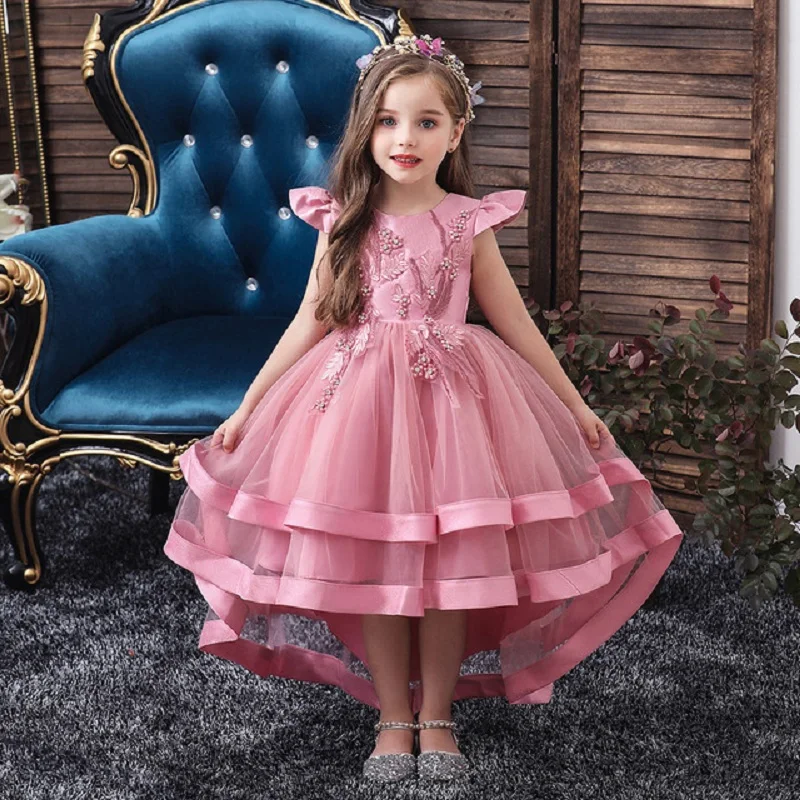 Vestido de fiesta de tul a la para niña, vestido de flores para boda, fiesta de vestido de princesa bordado, 6, 12 años - AliExpress