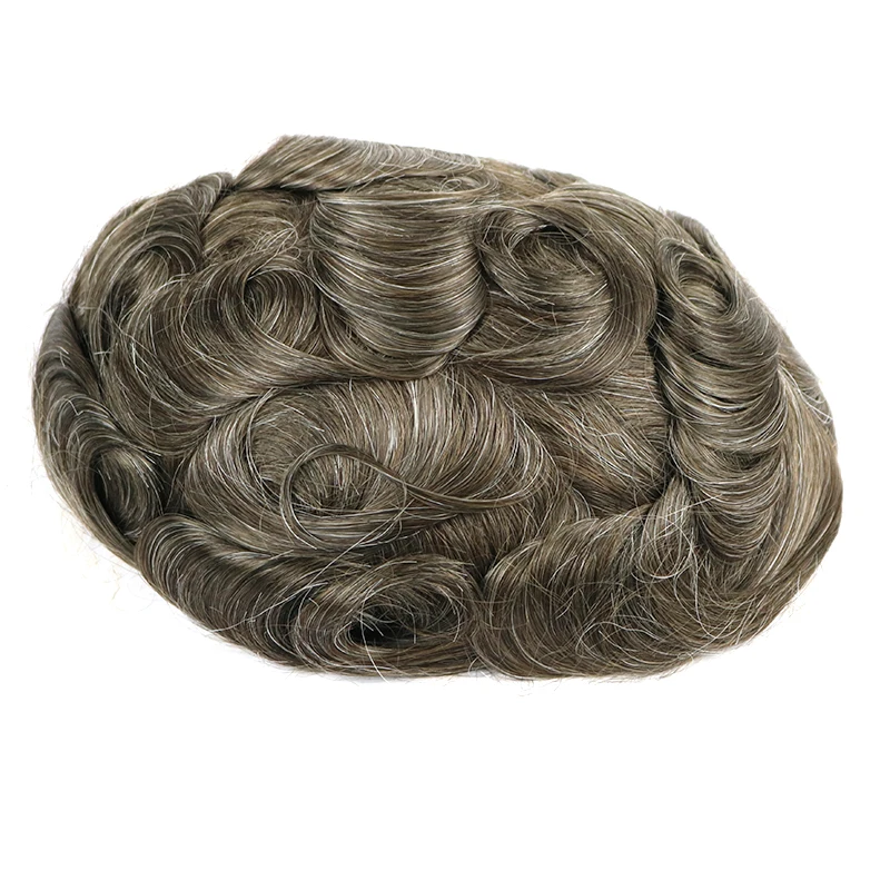 Virgin Human Hair Men Toupee Uncut Indian Pieces Replacement System 8”X10” Thin Skin Base Natural #520 Color | Шиньоны и парики
