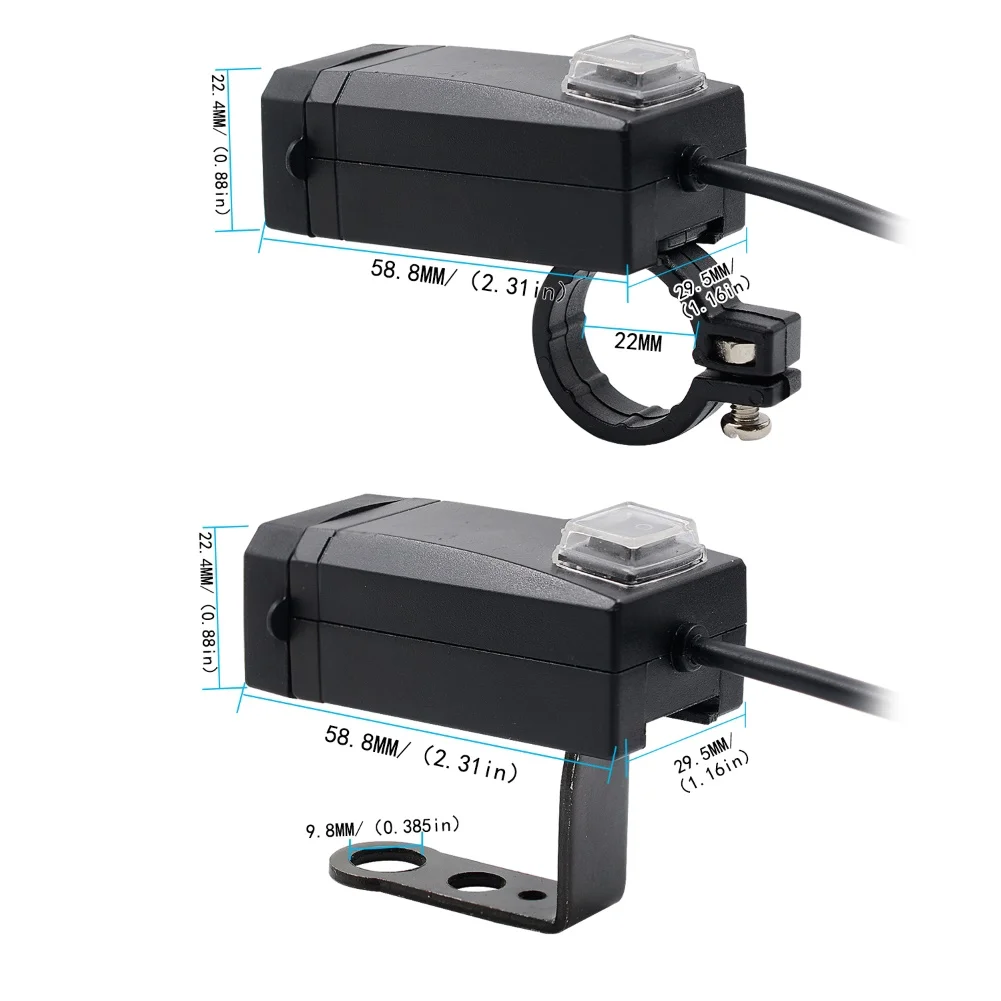 Портативный Прочный 12-24V мотоцикл двойной USB зарядное устройство QC3.0 адаптер питания для быстрой зарядки с переключателем