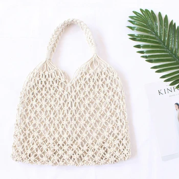 

2020 new Straw bag new shoulder female bag ins same paragraph beach woven bag chic hanfeng fishnet bag fashion simple handbag