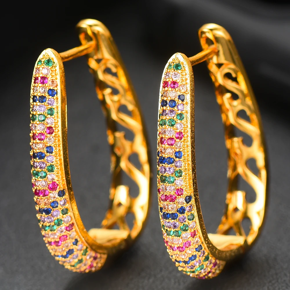 

missvikki Refined Multicolor CZ Hoop Earrings boucle d'oreille femme 2019 for Women Bride Wedding Model Show Shiny Romantic Gift