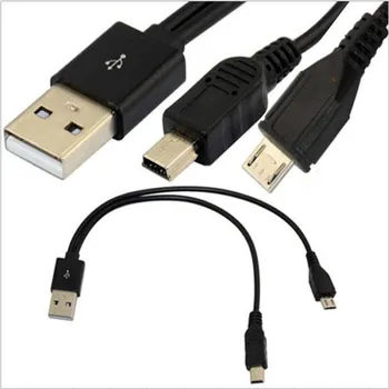 

USB one-to-two line USB 2.0 turn Mini Mini USB Micro USB one-two Android phone tablet charging cable