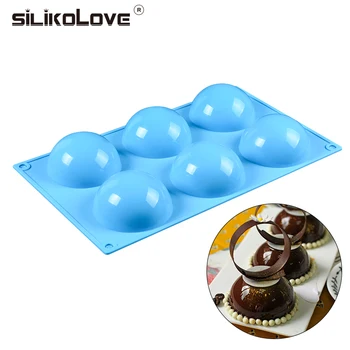 

SILIKOLOVE 6 Cavity Silicone Mold Half-Round Mousse Cake Baking Mold Oven Safe Making Cake Molds Brownie Cake Tools Bakeware