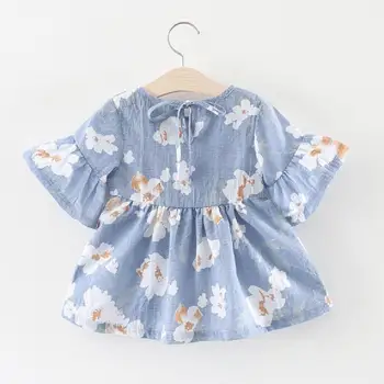 

Baby Girl Kids Summer Spring Short-Sleeves Korean Flower Ruffle Dress