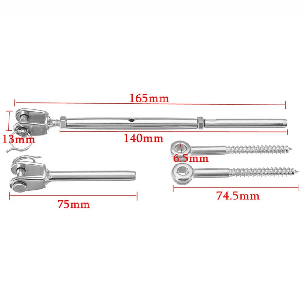 

10 Sets Stainless Steel Wire Rope DIY Balustrade Fiting Kit Eye Eye Turnbuckle