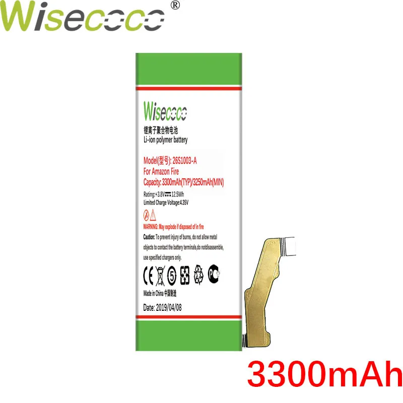 Wisecoco 58-000068 26S1003-A 3300 мАч батарея для Amazon Fire SD4930UR SD4930 S12-M1-C 26S1003-A горячая Распродажа Высококачественная батарея