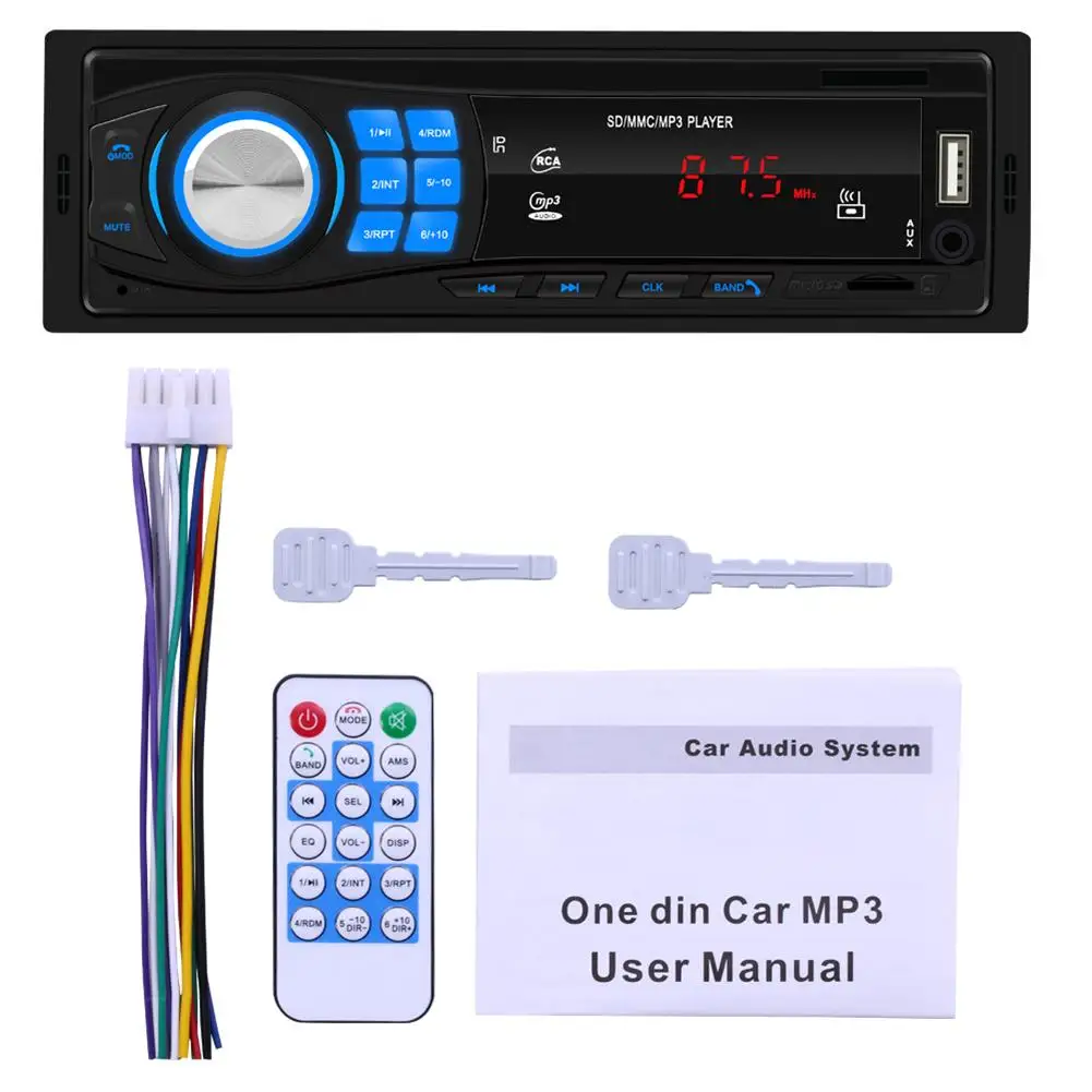 

Radio Car 12V FM Radio Bluetooth Stereo Player Hands-free Calls Remote Control SD USB AUX MP3 Player Flash Disk Car Radio