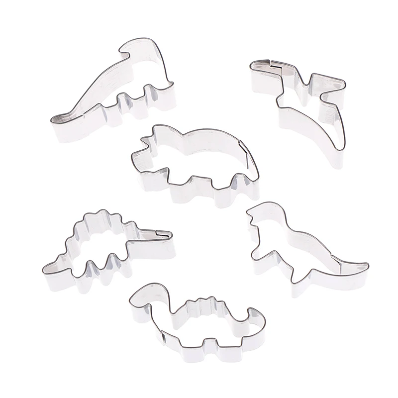 

6pcs Stainless Steel Dinosaur Shape Pastry Cookie Biscuit Cutter Cake Decor Mold