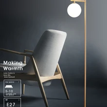 Стеклянный шар торшер E27 Белое стекло металл латунь отделка гостиная освещение настольная лампа