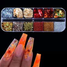 12 цветов в форме бабочки для ногтей блестящие хлопья 3D голографические Блестки Мини Блестки Дизайн ногтей украшения DIY Набор насадок