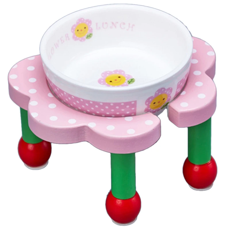 

Ceramics Pets Cat Dog Feeder Watering Lovely Design Anti-Slip Flower Shape Shelf Rack Dog Bowl Pet Supplies Pet Bowl