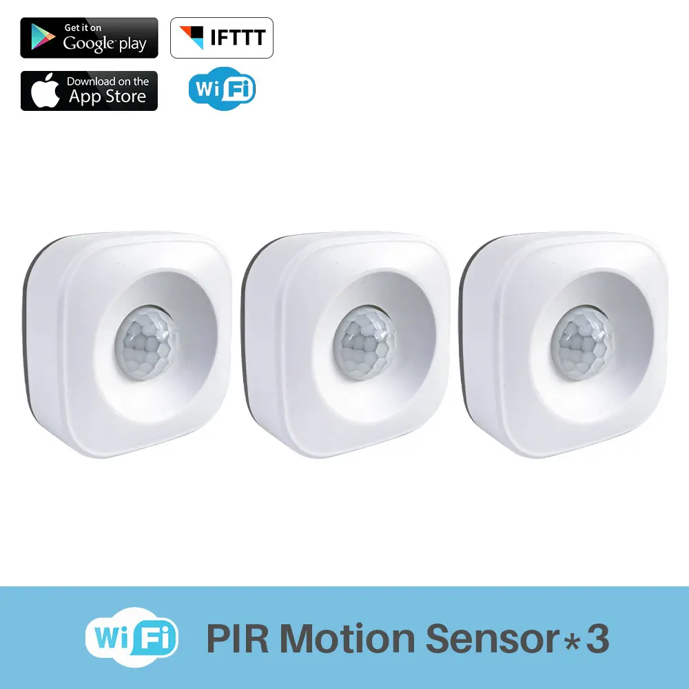 3 Pcs Умный Wi-Fi PIR датчик движения Инфракрасный телесный датчик сигнализации приложение дистанционное управление работает с IFTTT умный дом автоматизация - Цвет: 3 Pcs