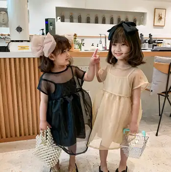 

2020 new girls 2 pcs set vest dress +voile dress fashion summer girls suit 1-7 years HO658