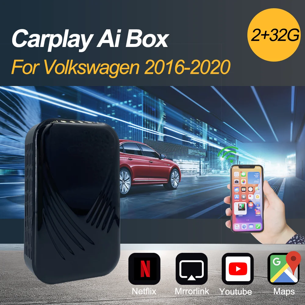 Новое обновление 2 + 32 ГБ для Apple Carplay Ai Box Android Plug and Play Volkswagen VW 2016-2020 развлекательная