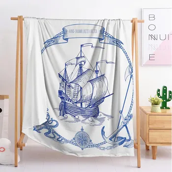 

new white sailboat export Custom blankets Large and small size throw blanket tapestry sleeping blanket soft flannel bedding