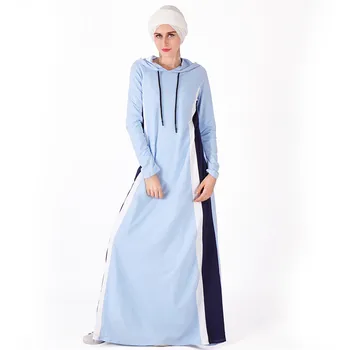 

Warm Sweatshirt Long-sleeved Dress Woman Clothing Hooded Collar Pocket Design Simple Woman Muslim maxi Dress 2019 New 10.29