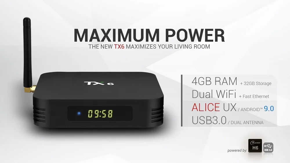 TX6 Android Smart tv Box Android 9,0 Allwinner H6 4 Гб 64 ГБ 32 ГБ 4K 2,4 г/5 ГГц двойной WiFi медиа плеер Google Youtube верхняя коробка