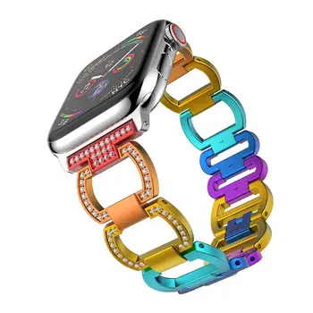 

Compatible for apple Watch band 38mm 40mm Women Rainbow Bracelet for iwatch Series 5 4 3 2 1 Strap Colorful Wristband correa