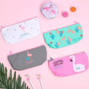 

Creative Fancy Flamingo Pencil Case Pen Box Pencilcase Cute Bird Pouch Storage Bag Material Canvas Kawaii Thing Goods Girl Gift