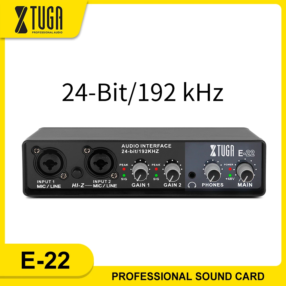 Xtuga E22 Audio Interface Sound Card With Monitoring For Pc,electric Guitar Live Recording