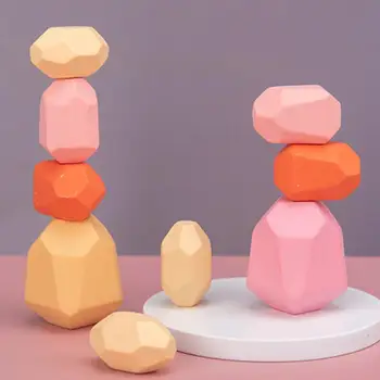 

Building Blocks ornament Wooden Colored Stone Kids Building Block Wooden Colored Stone Home Decor Nordic Style Children Toy