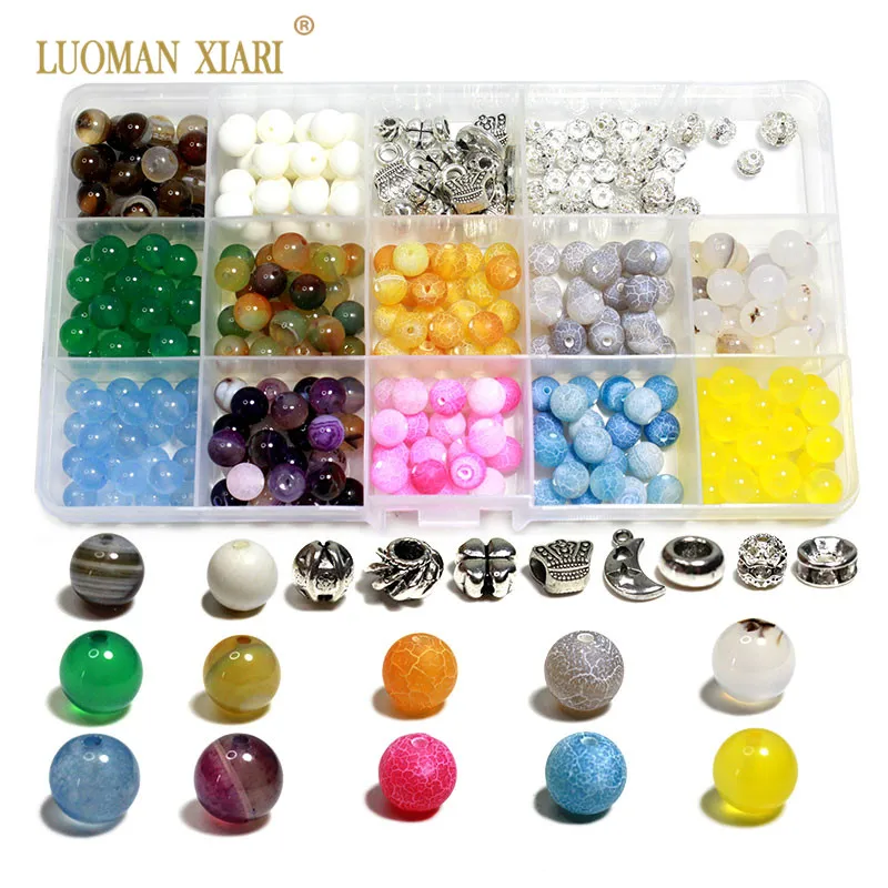 Wholesale New 2020 Jewelry Making Kits Agates Round Natural Stone Beads