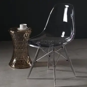 

transparent chair Nordic style without armrests simple backrest lounge chair net red acrylic crystal chair