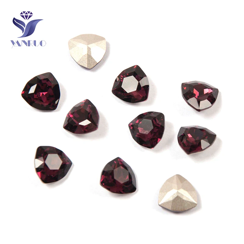 Amethyst Yanruo 4706 Trilliant сшитые камни стразы K9 сшитые стеклянные поделки камни страз на одежде - Цвет: Amethyst