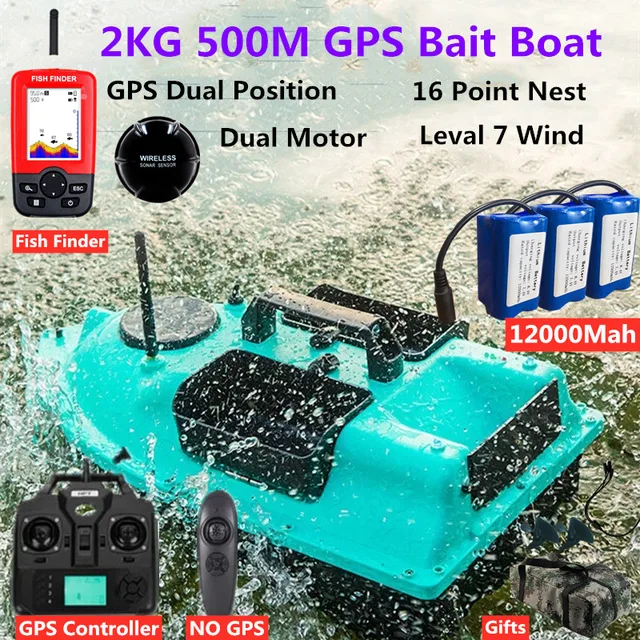 2KG 500M GPS Dual Position Cruise control Fishing Bait Boat 3-Way Hoppers 16pcs Point Nesting Profession Sea Fishing Tool VS V18 1