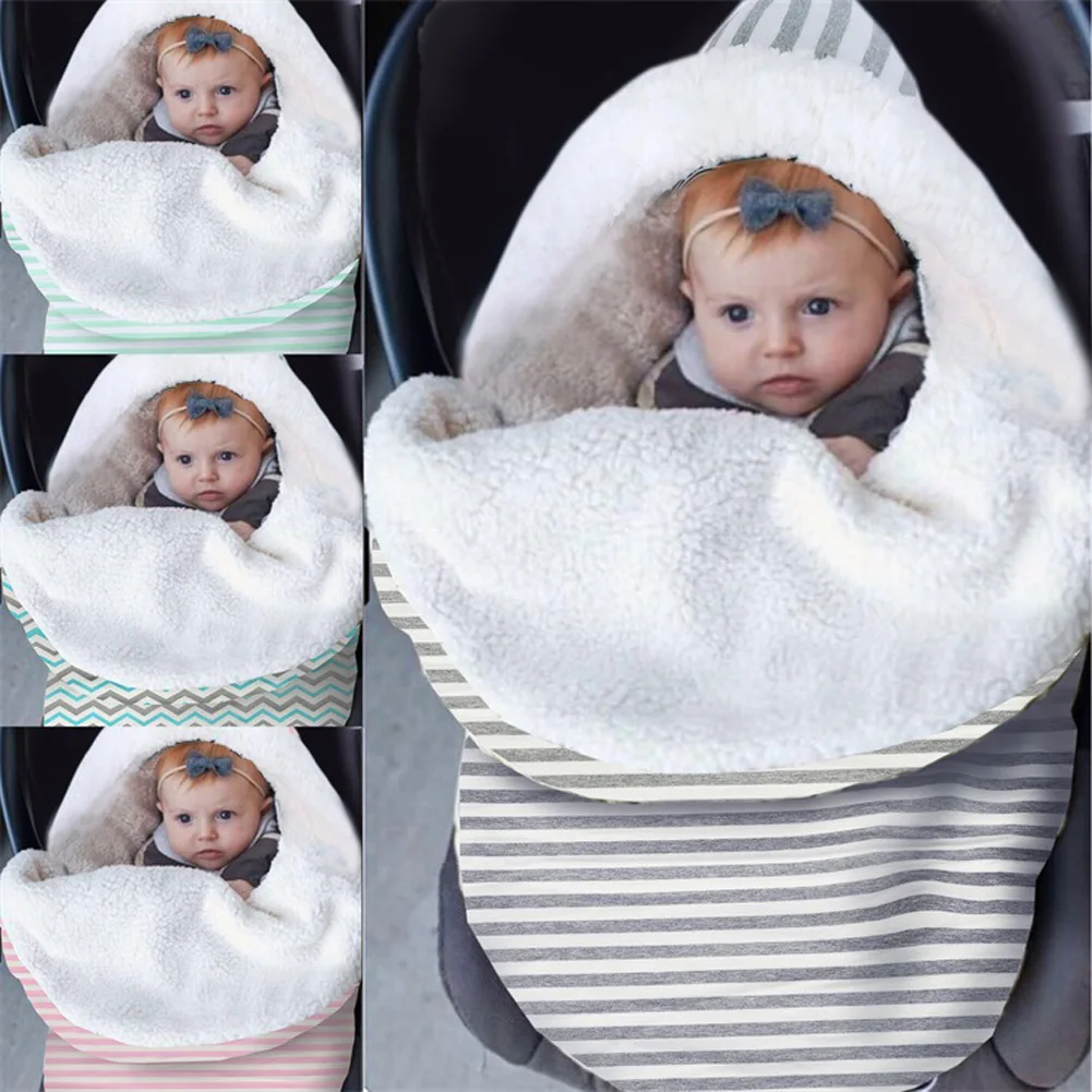 Постельные принадлежности Одежда для новорожденных Детская бархатная пеленка для завёртывания для пеленания коляска Зимняя теплая хлопковая пушистая мягкая спальный мешок