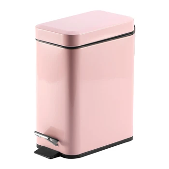 

Silent Stainless Steel Trash Can 5L Rectangular Step Kitchen Waste Bin for Bathroom Kitchen Living Room Office Trash Bin