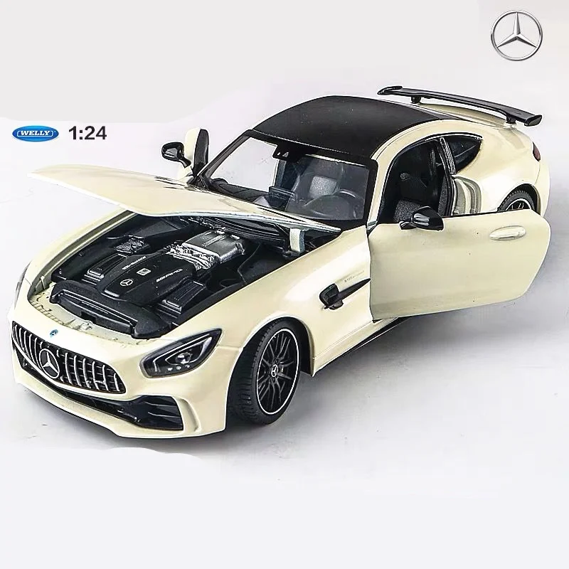 Welly 1:24 Mercedes AMG GTR зеленый автомобиль сплав модель автомобиля Моделирование Украшение автомобиля коллекция Подарочная игрушка Литье под давлением модель игрушка для мальчиков - Цвет: AMG