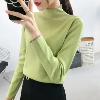 

Wool Sweater Women Short Korean Oversize Turtleneck Winter Causal Pullovers High Collar Solid Warm Simple Slim Fit Jumper KK60MY