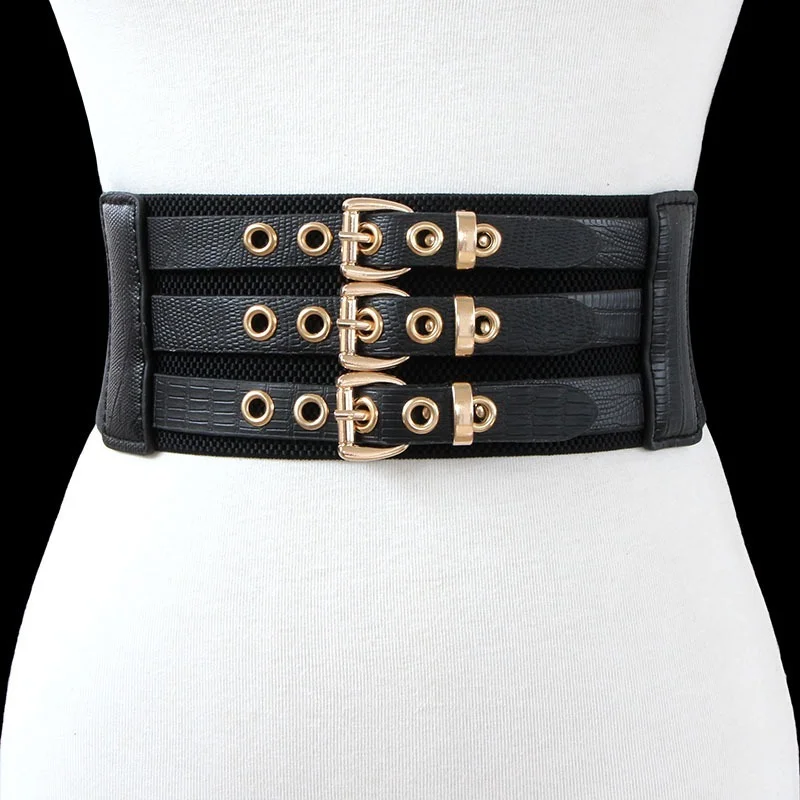 

European and American retro fashion elastic wide belt all-match dress black elastic girdle decoration female belt