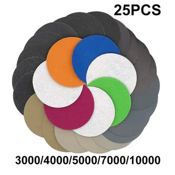 

25pcs Abrasive Sandpaper Disc Hook Loop 3000-10000 Grits Polishing Grinding Wood