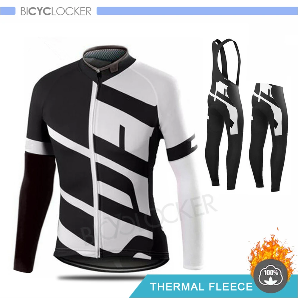 Зимняя одежда для велоспорта с длинным рукавом, комплект из Джерси, теплая флисовая одежда для гонок, велосипедная форма, Ropa Ciclismo Hombre