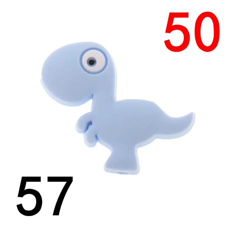 Dinosaur57 ATOB, 50 шт., силиконовые бусины для прорезывания зубов, динозавр, детский грызун, бисер, сделай сам, ожерелье для кормления, браслет, цепочка для соски, детский продукт - Цвет: Dinosaur57