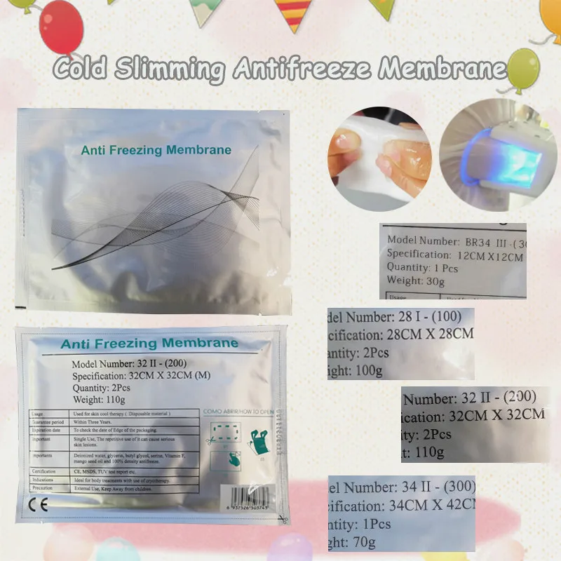 US $249.98 100Pcs High Quality Antifreeze Membrane AntiFreezing Membrane Anti Freeze Film Freeze Treatment Anti Fat Freezing Pad 3442Cm