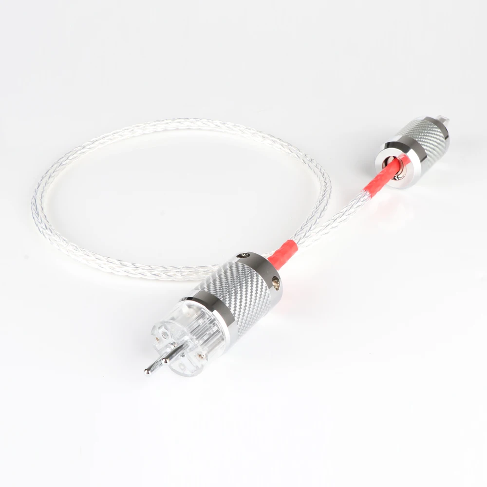 8AG 16core Twist Silver plated OCC Power Cable Carbon fiber EU Power