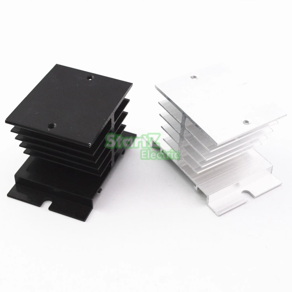 Aluminum Heat Sink Black for Solid State Relay SSR Heat Dissipation 10A-40A 1Pcs 