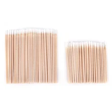 Cotton Swab Health Makeup Cosmetics Ear Clean Cotton Swab Stick Buds Tip For Medical 7.5cm/10cm Wood Cotton Head Swab 100pcs NEW