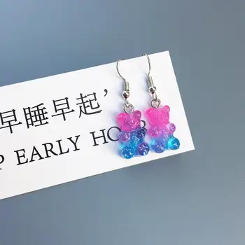 

1 Pair Creative Cute Earrings Mini Gummy Bear Minimalism Female Ear Colorful Design Gift Danglers Bear Hooks Cartoon Jewelr F3S7