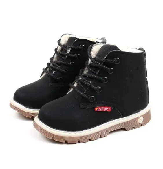 

Autumn Winter Children Ankle boots Girls Martin Boots Boys Plush Snow Motorcycle Boots Lace-Up Rome Boots Kids Sport Shoes