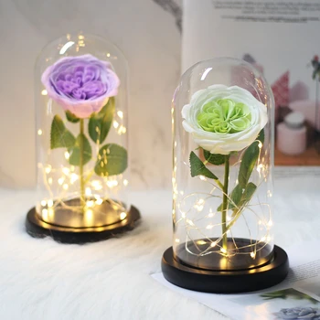 

Rose Beauty Beast in the vase simulates the LED lamp on the dome of rose glass as a Valentine's Day gift.