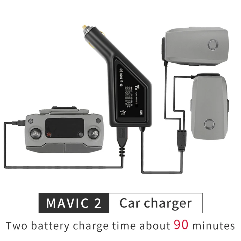 Sunnylife DJI Mavic 2 Pro/Zoom Car Charger 3 in 1 Charging Hub for DJI Battery and Phone