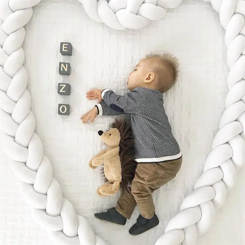 

Bed Bumper Knot Crib Pad Protection Cot Bumpers Bedding Accessories 100cm 200cm 300cm Safety and comfort Pillow Bumpers for Baby
